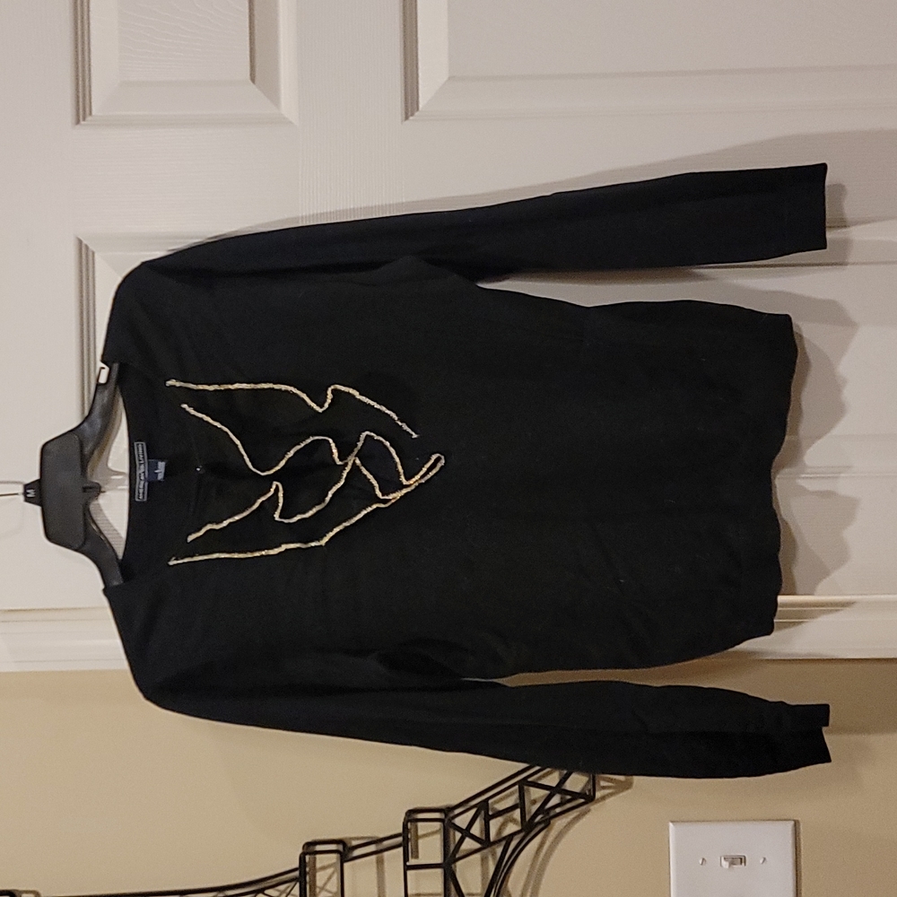 American Living keyhole sweater with ruffles
